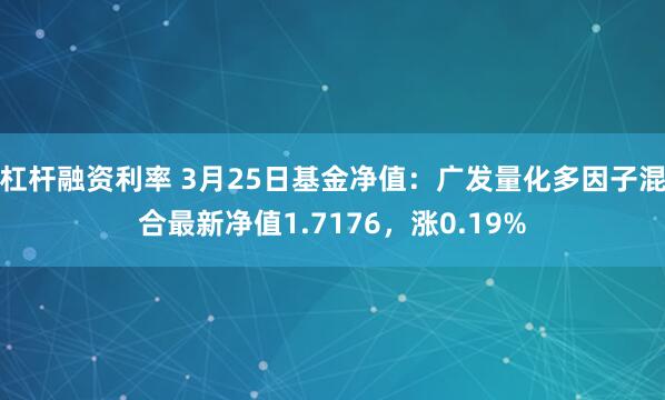 杠杆融资利率 3月25日基金净值：广发量化多因子混合最新净值1.7176，涨0.19%