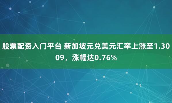 股票配资入门平台 新加坡元兑美元汇率上涨至1.3009，涨幅达0.76%