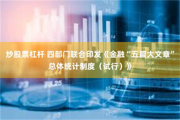 炒股票杠杆 四部门联合印发《金融“五篇大文章”总体统计制度（试行）》