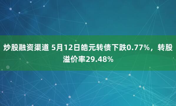 炒股融资渠道 5月12日皓元转债下跌0.77%，转股溢价率29.48%