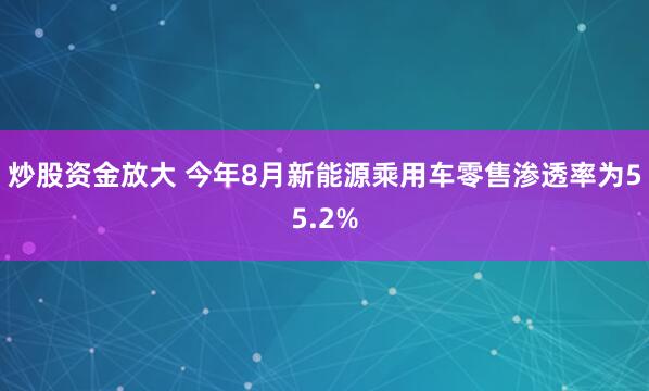 炒股资金放大 今年8月新能源乘用车零售渗透率为55.2%