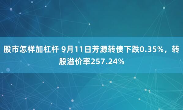 股市怎样加杠杆 9月11日芳源转债下跌0.35%，转股溢价率257.24%